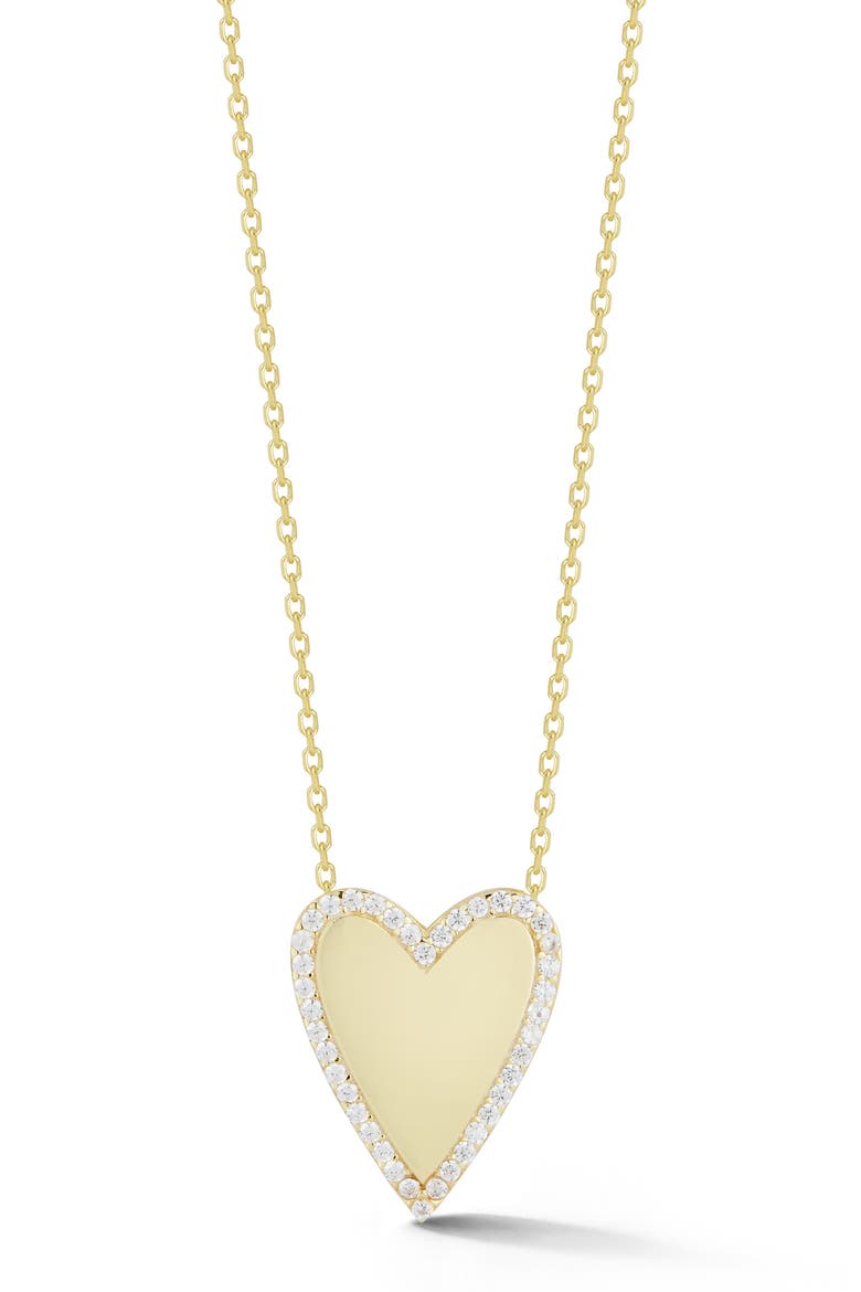 Cubic Zirconia Heart Pendant Necklace, Main, color, GOLD