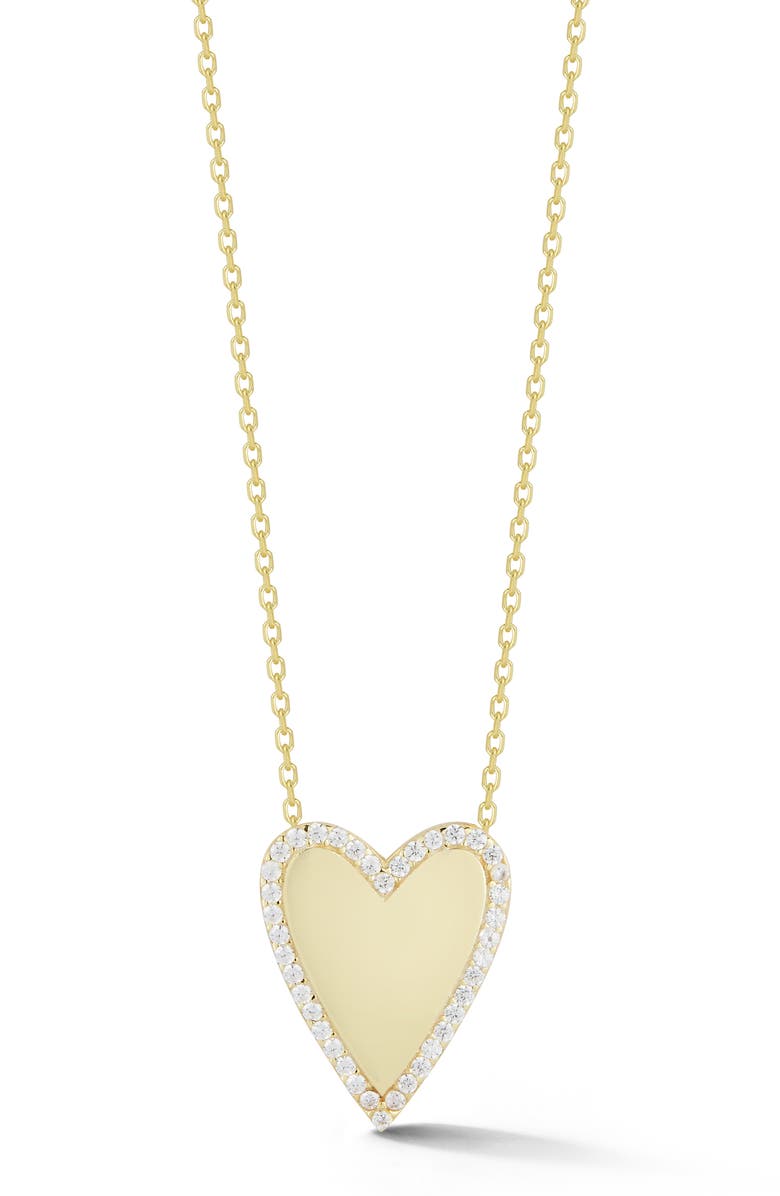 GLAZE JEWELRY Cubic Zirconia Heart Pendant Necklace, Main, color, Gold