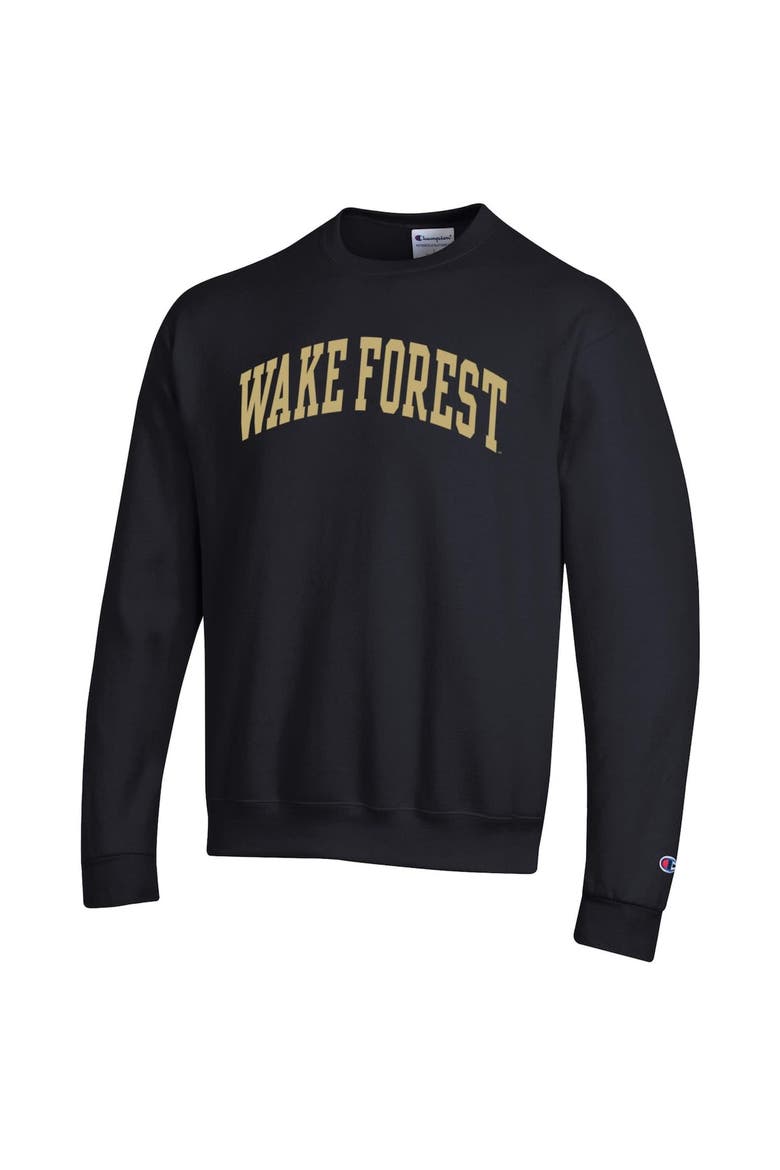 Men's Champion  Black Wake Forest Demon Deacons Basic Arch Fleece Pullover Sweatshirt, Alternate, color, Black