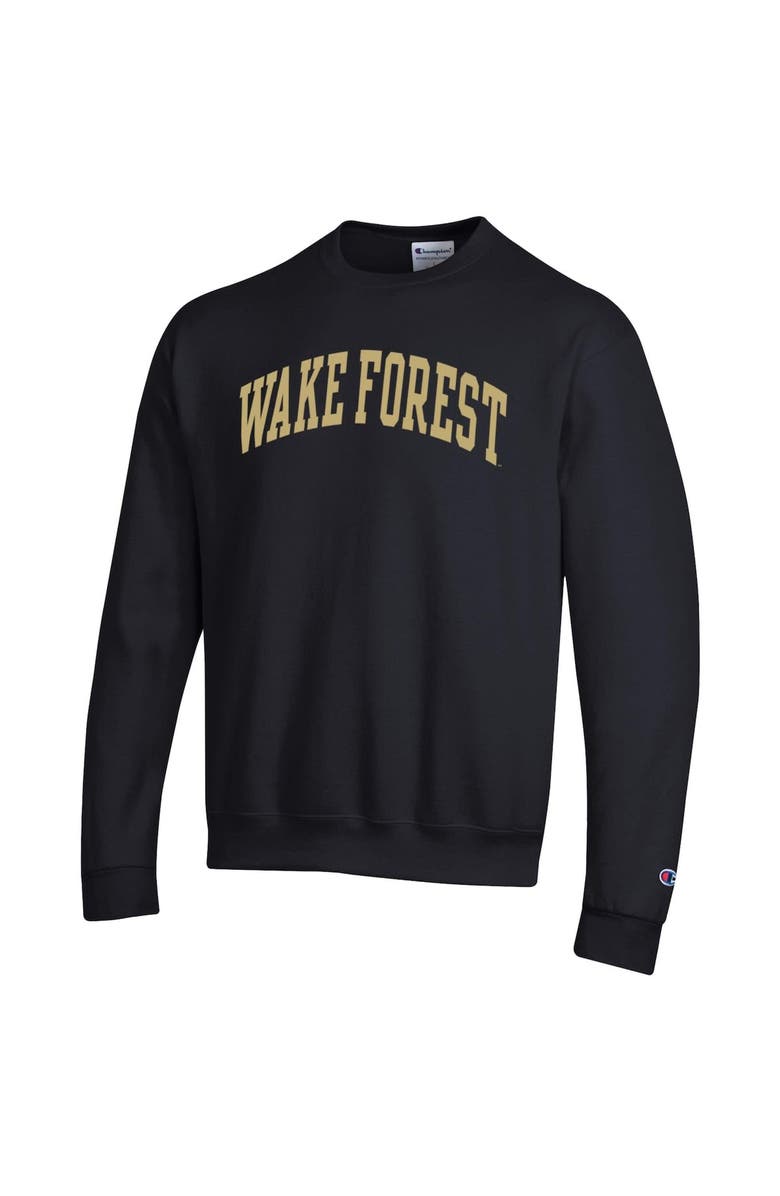 Champion Men's Champion  Black Wake Forest Demon Deacons Basic Arch Fleece Pullover Sweatshirt, Alternate, color, Black