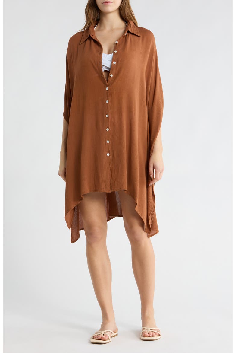 Sharkbite Button-Up Coverup, Main, color, CAPPACHINO