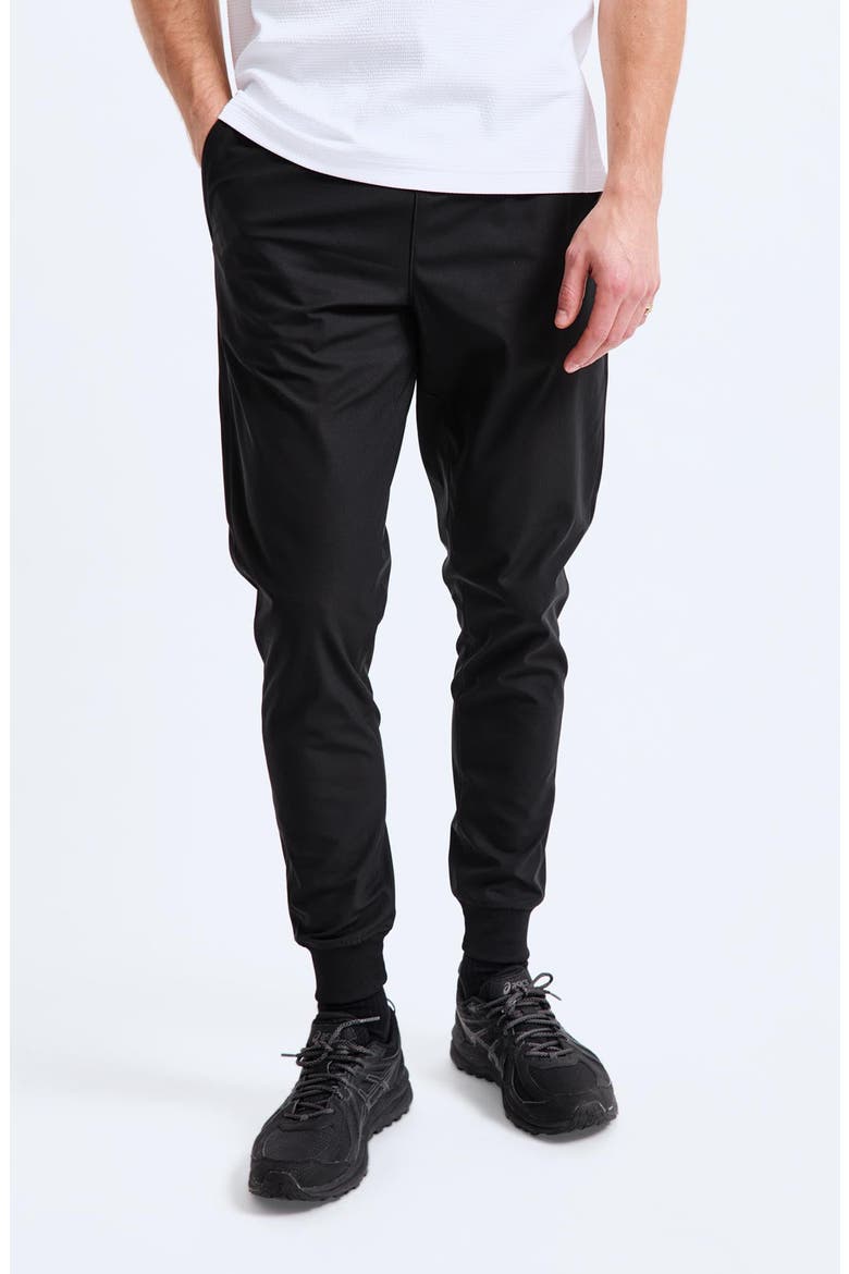Stretch Warp Knit Coach's Slim Joggers, Main, color, BLACK