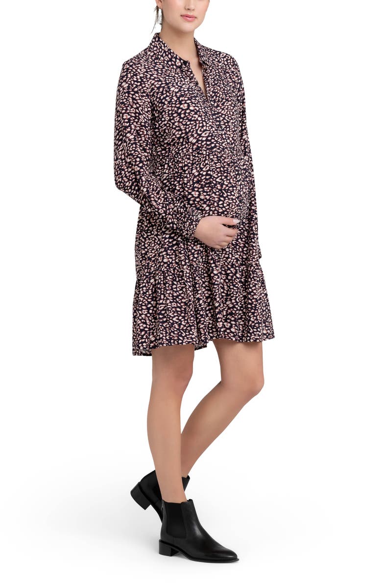 Ripe Maternity Leah Long Sleeve Maternity//Nursing Shirtdress, Alternate, color, 