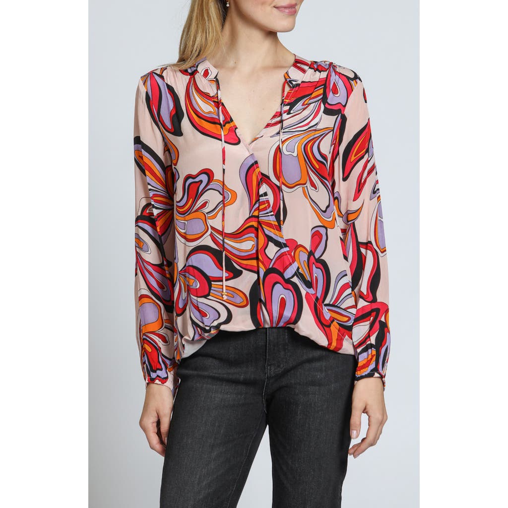 Apny Print Surplice Neck Top In Purple Multi