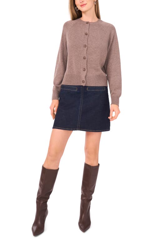Vince Camuto Raglan Sleeve Crewneck Cardigan In Brown