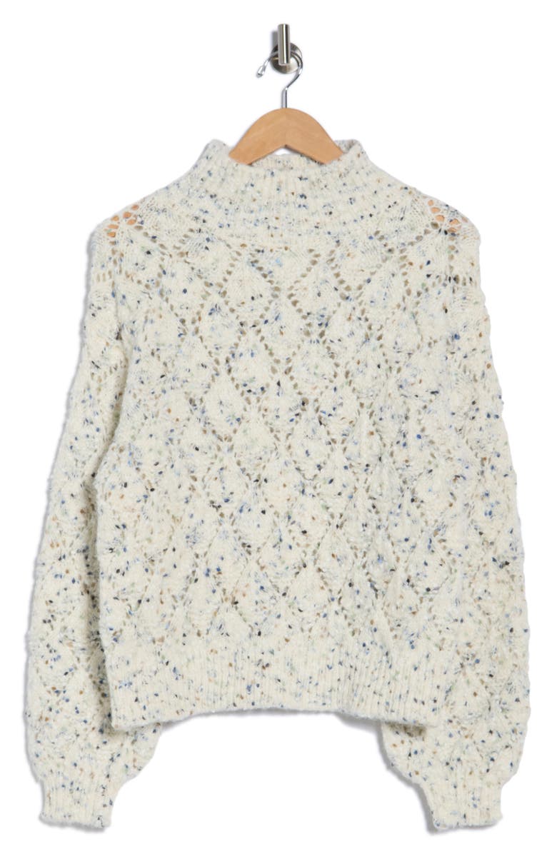 Melrose and Market Fiesta Mock Neck Sweater, Alternate, color, Ivory Dove Mist Multi