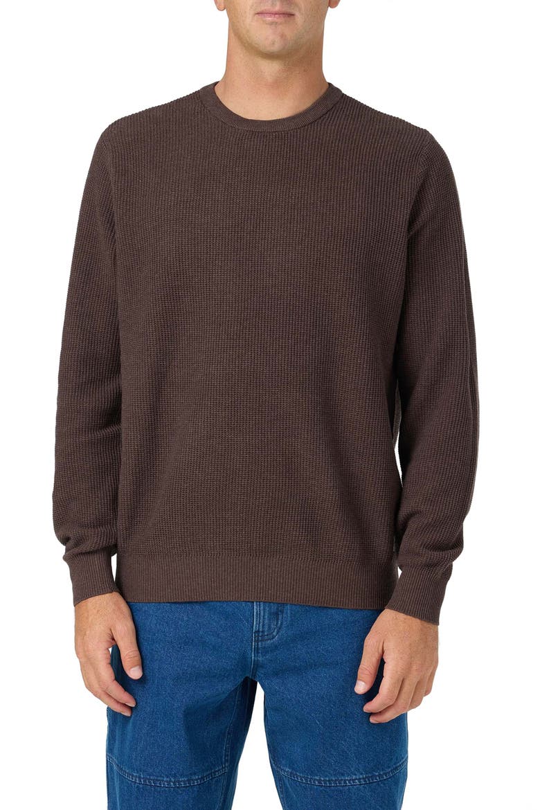 OG Roscoe Waffle Sweater, Main, color, HEATHER COCONUT BROWN
