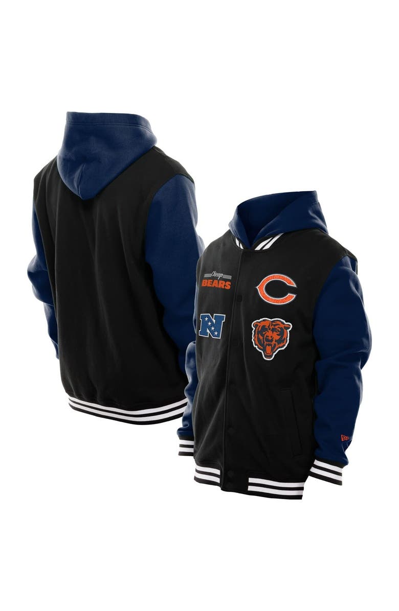 New Era Men's New Era Black Chicago Bears Full-Snap Fleece Hoodie Jacket, Main, color,