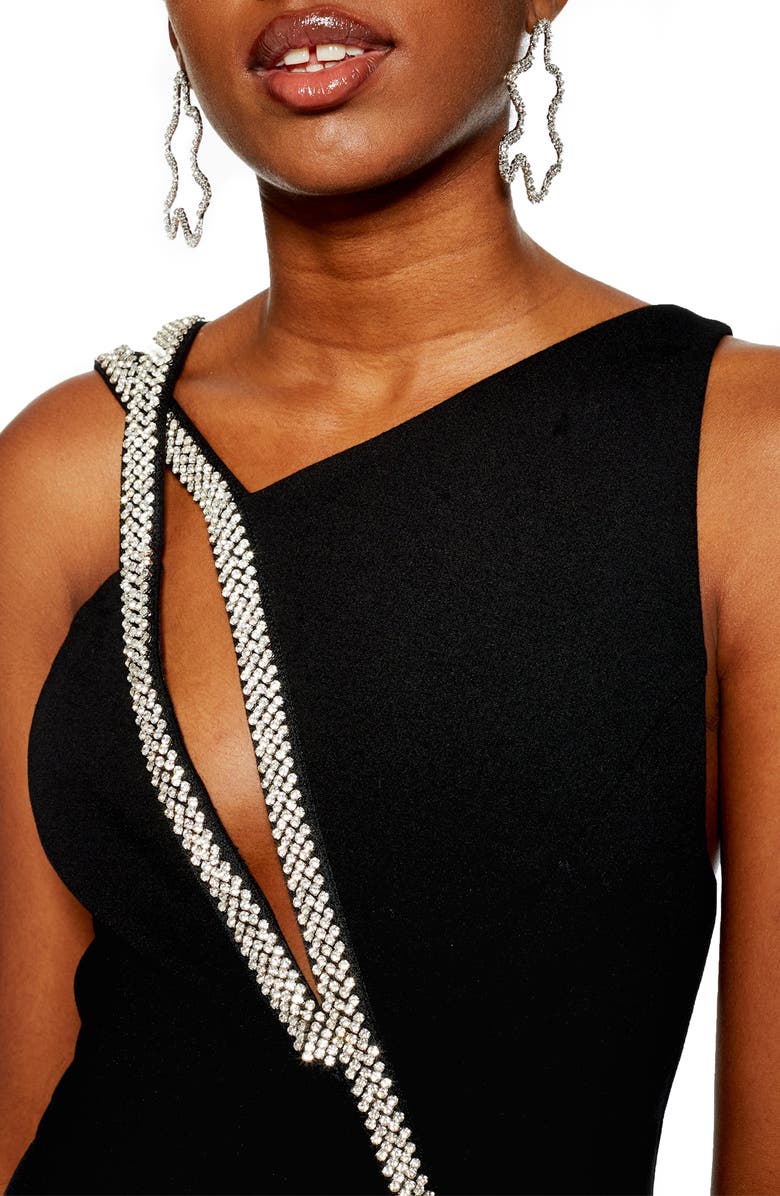 Topshop Diamante Trim Body-Con Dress, Alternate, color,