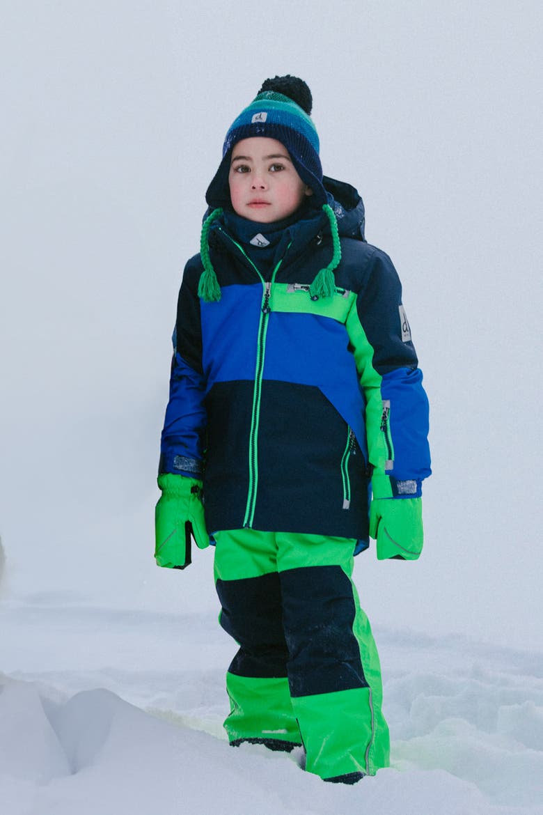 Play Colorblock Jacket & Reinforced Pants Two Piece Snowsuit, Alternate, color, Royal Blue and Green