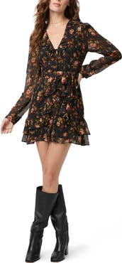 PAIGE Tamera Floral Long Sleeve Silk Minidress