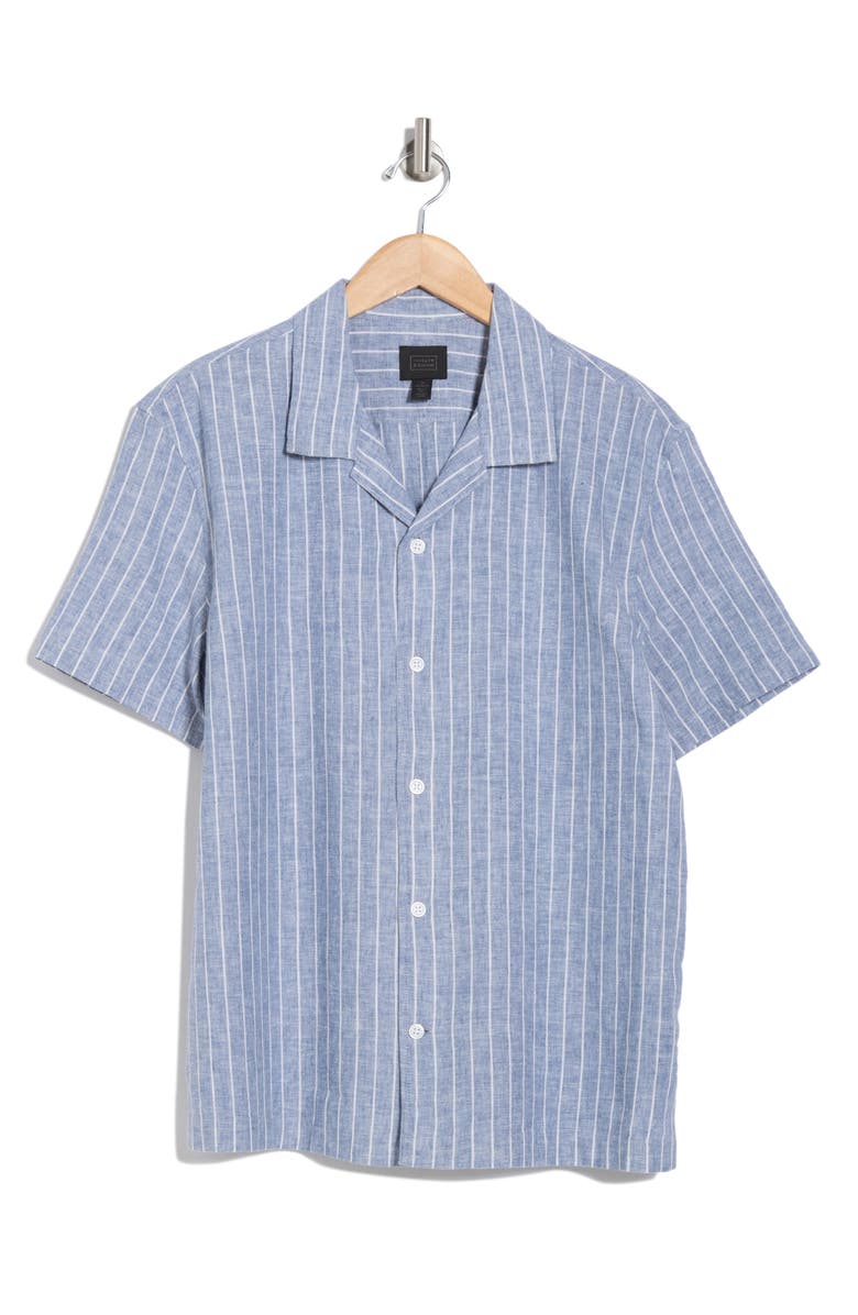 14th & Union Stripe Linen & Cotton Camp Shirt, Alternate, color,