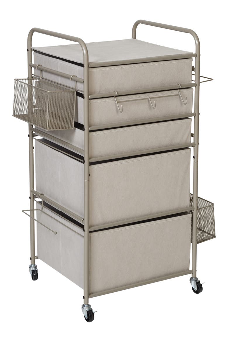 Gift Wrap Storage Cart, Alternate, color, BROWN