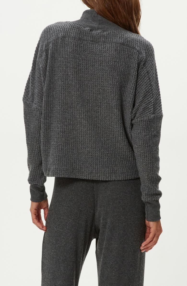 Michael Stars Wynn Waffle Stitch Mock Neck Knit Top, Alternate, color, Charcoal