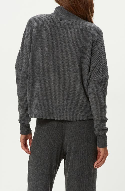 Michael Stars Wynn Waffle Stitch Mock Neck Knit Top In Blue