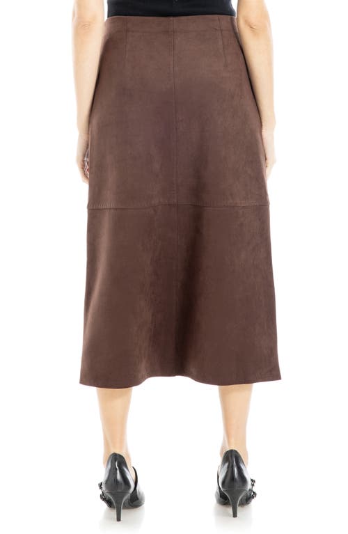 Max Studio Faux Suede A-line Midi Skirt In Brown