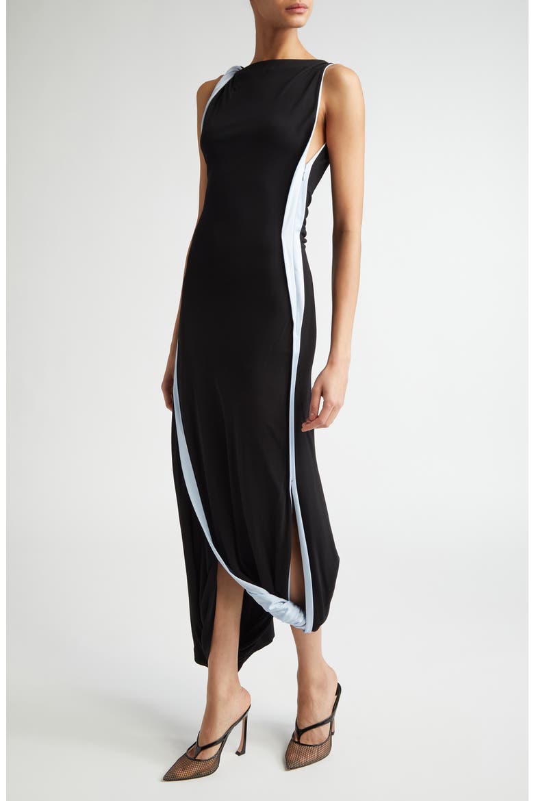 Twist Double Layer Sleeveless Jersey Dress, Alternate, color, BLACK / ICEBERG