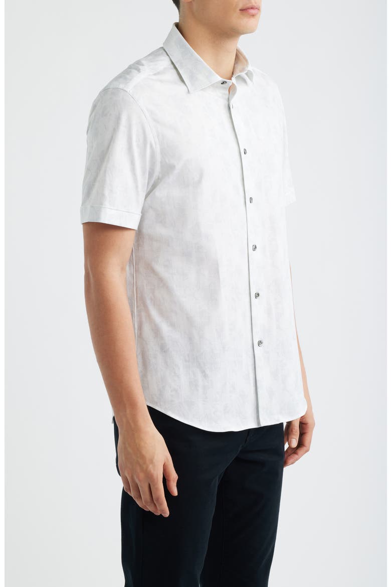 Miles OoohCotton® Printed Short Sleeve Button-Up Shirt, Alternate, color, PLATINUM