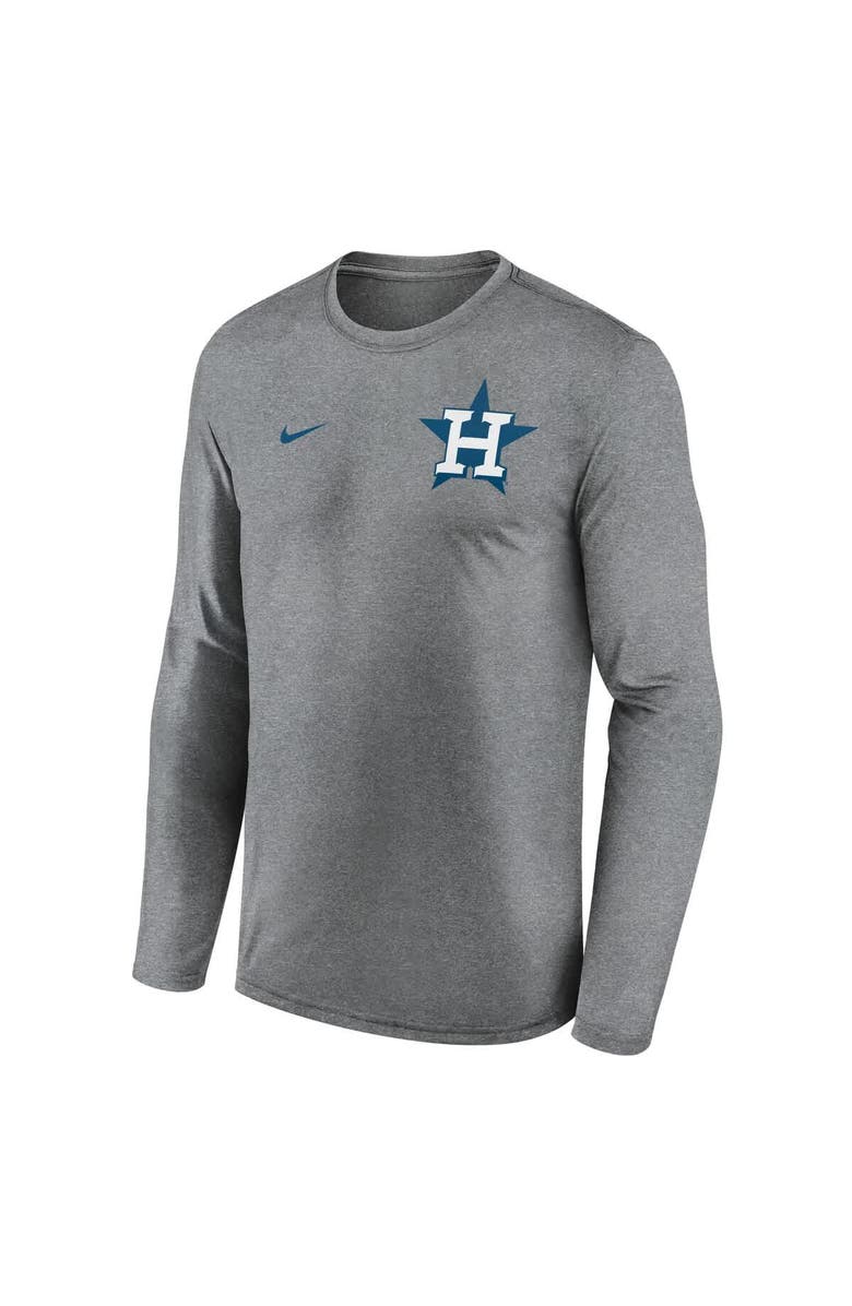 Nike Men's Nike Heather Charcoal Houston Astros 2-Hit Legend Performance Long Sleeve T-Shirt, Alternate, color, Heather Charcoal