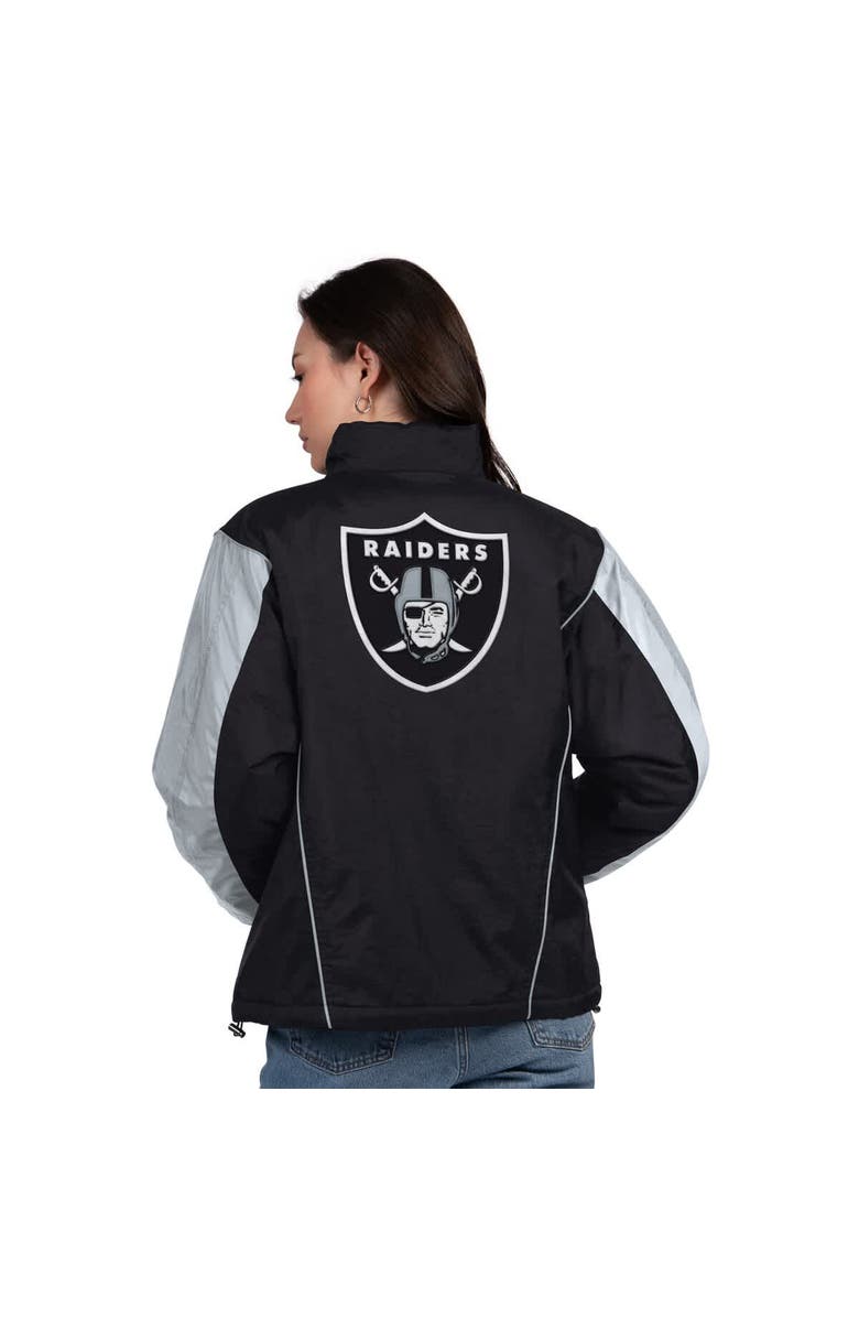 STARTER Women's Starter Black/Silver Las Vegas Raiders Thursday Night Gridiron Half-Zip Jacket, Alternate, color, Black