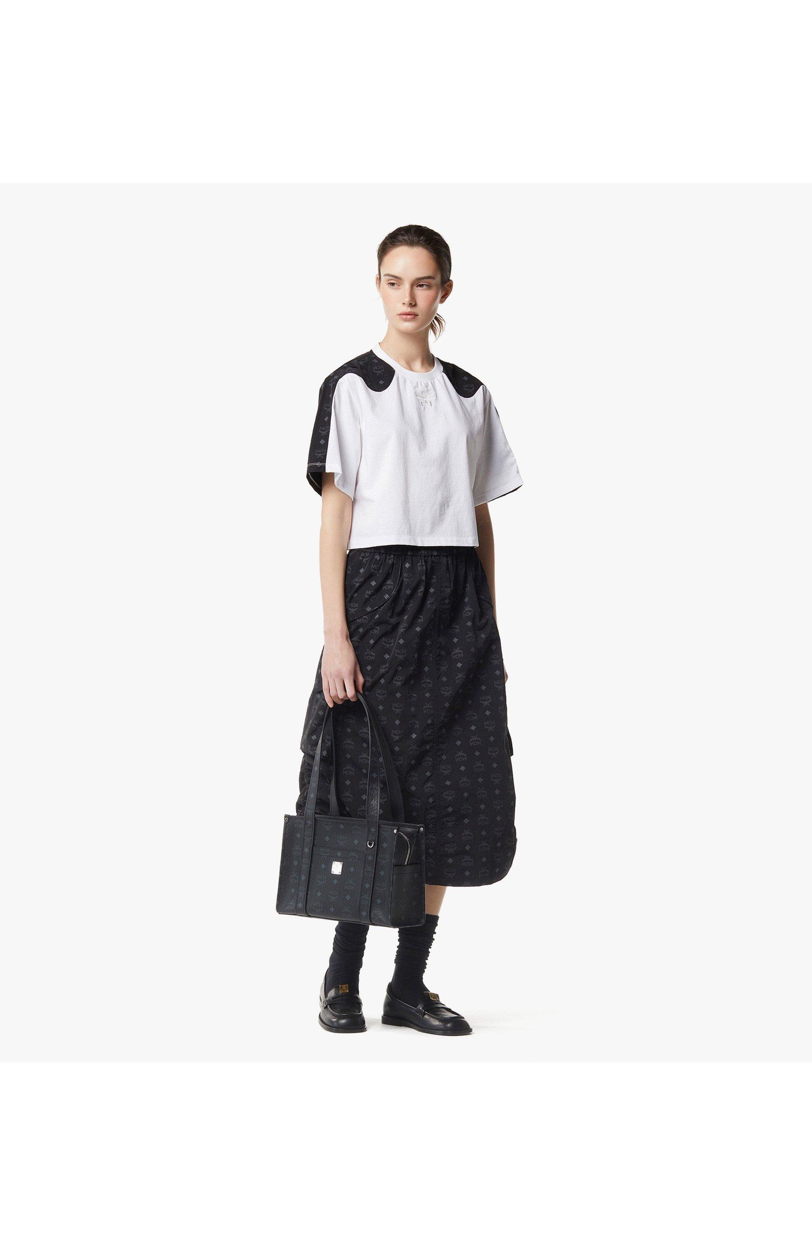 MCM Aren School Bag Tote in Visetos, Alternate, color, Black