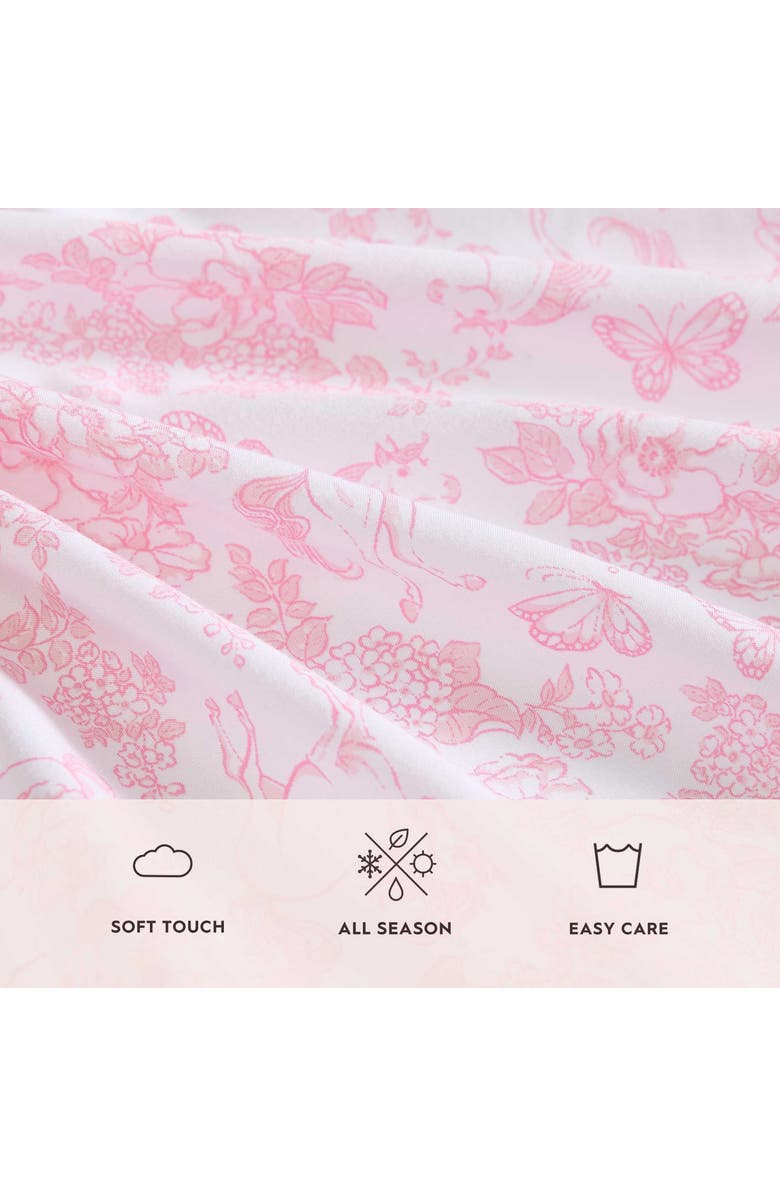 Laura Ashley Toile Unicorn Microfiber Sheet Set, Alternate, color, Pink Toile Unicorn