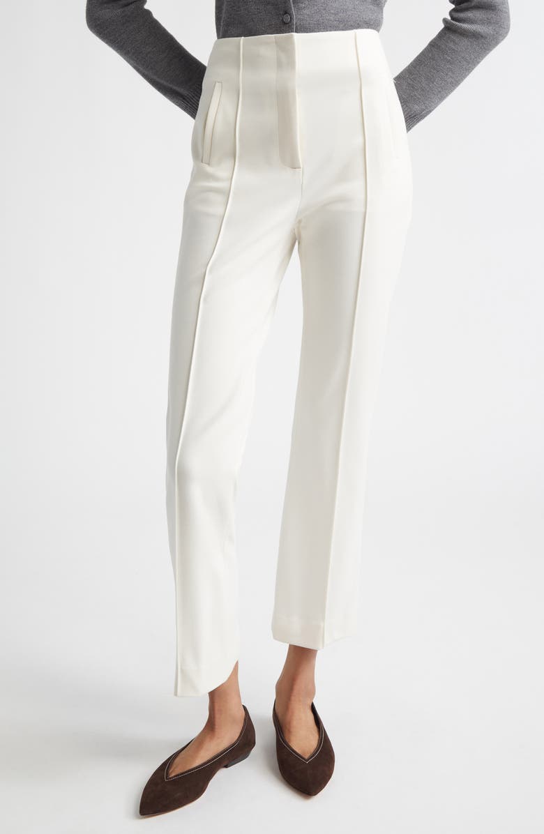 Veronica Beard Kean Pintuck Pleat Crop Pants, Main, color, Dove