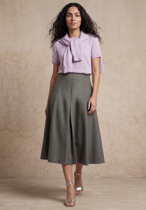 Pleated A Line Skirt