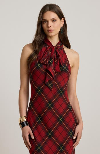 Plaid Ruffle Detail Gown