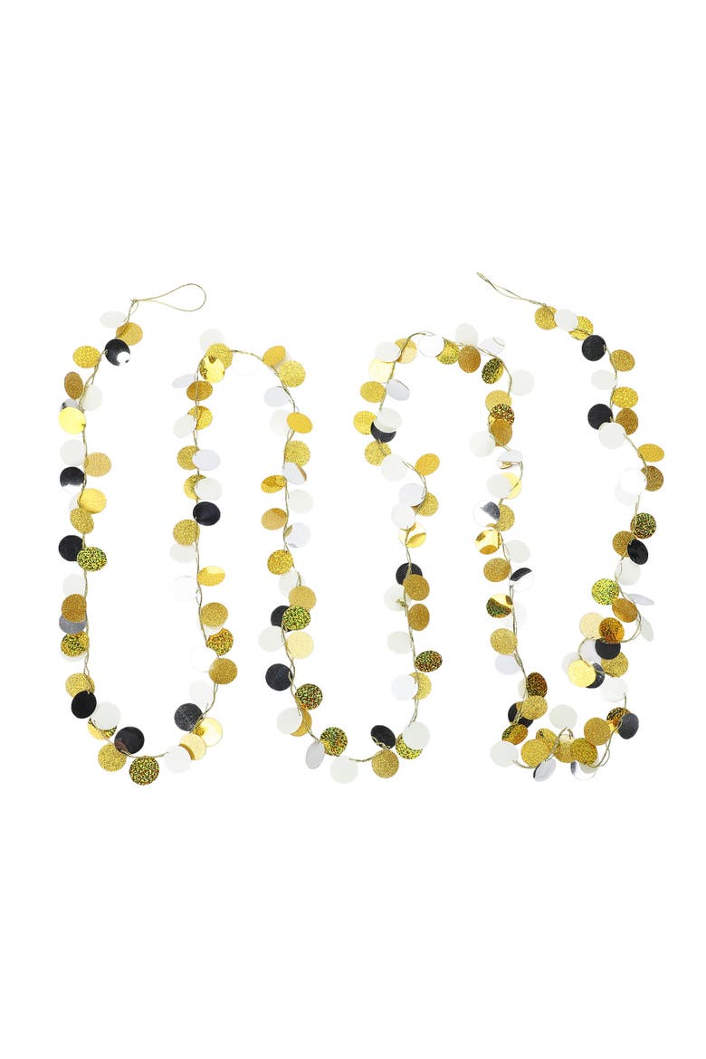 Metallic Silver and Gold Confetti Garland - 12 Foot Foil Dot Strand for Birthday, Holiday, and Wedding Backdrop Décor, Main, color, Multicolor