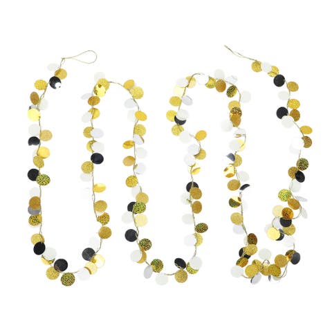 Metallic Silver and Gold Confetti Garland - 12 Foot Foil Dot Strand for Birthday, Holiday, and Wedding Backdrop Décor