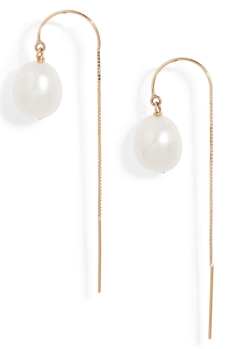 Poppy Finch Baroque Pearl Threader Earrings, Main, color,