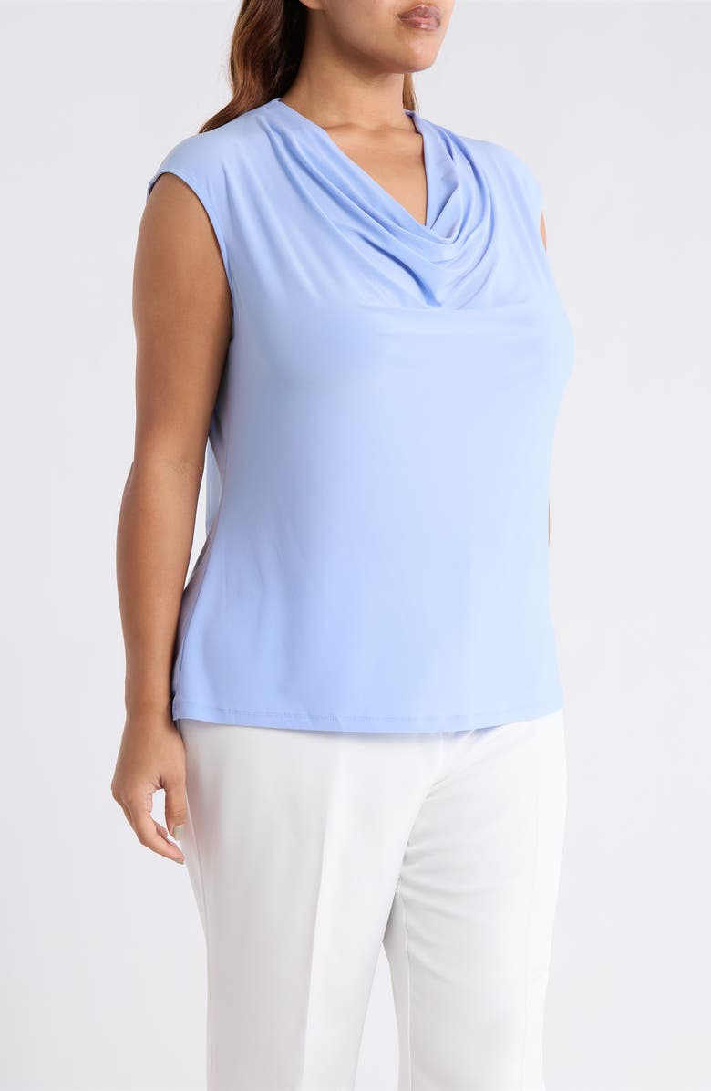 KASPER Cowl Neck Cap Sleeve Top, Alternate, color, Paris Bleu