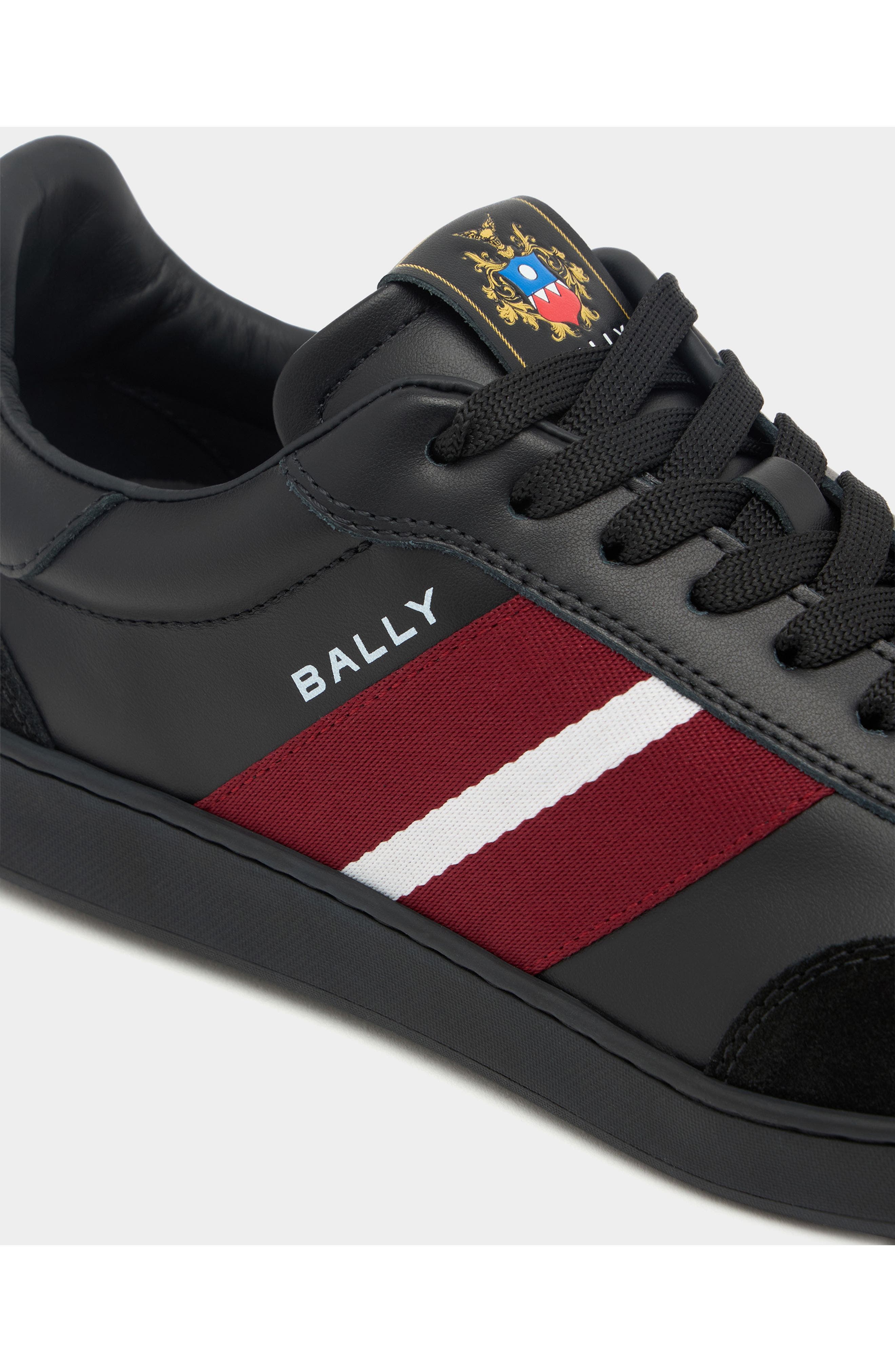 Bally Sneaker in Plain Leather, Alternate, color, Black