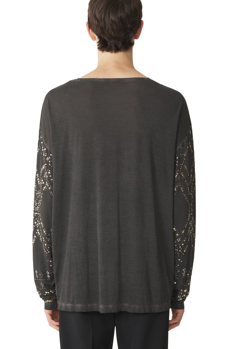 Black Sequin And Bead Top, Alternate, color, Geometric, Black