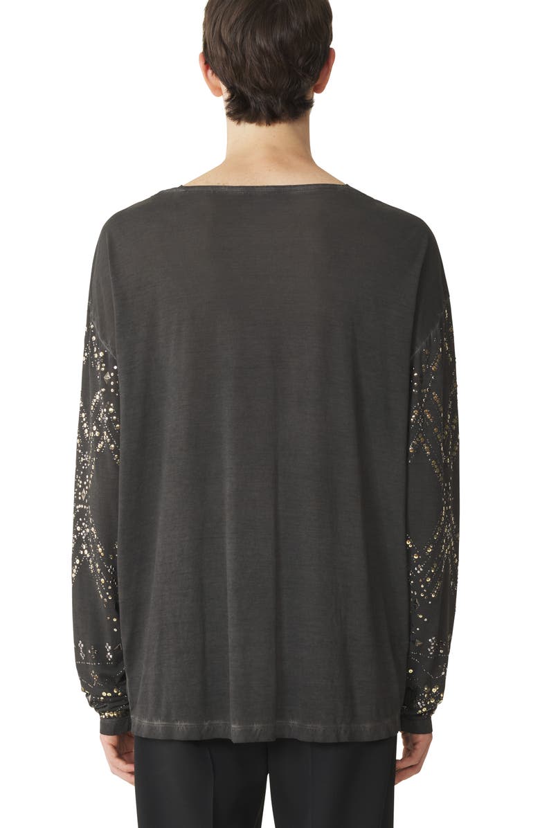Lanvin Black Sequin And Bead Top, Alternate, color, Geometric, Black