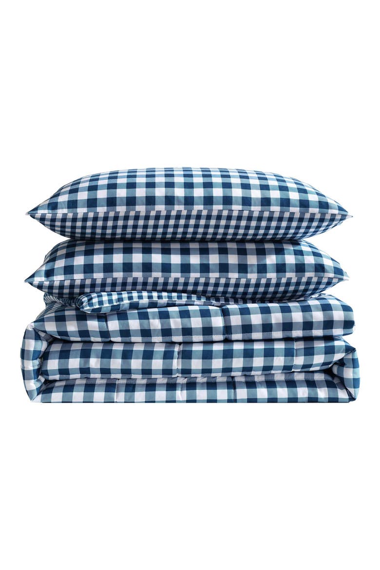 Preston Check Microfiber Comforter Set, Main, color, WHITE/ COSMO BLUE
