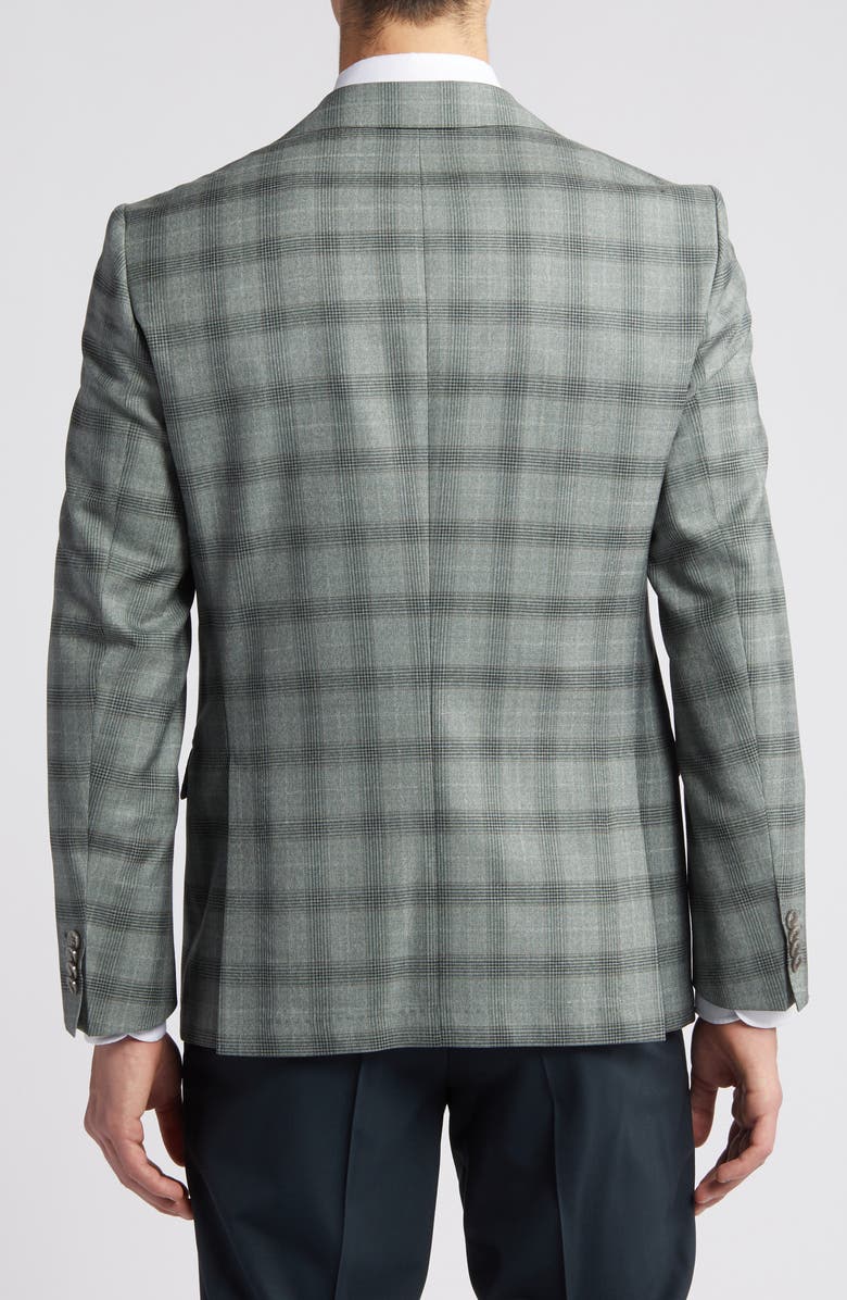 BOSS Hutson Plaid Virgin Wool Sport Coat, Alternate, color, Open Green