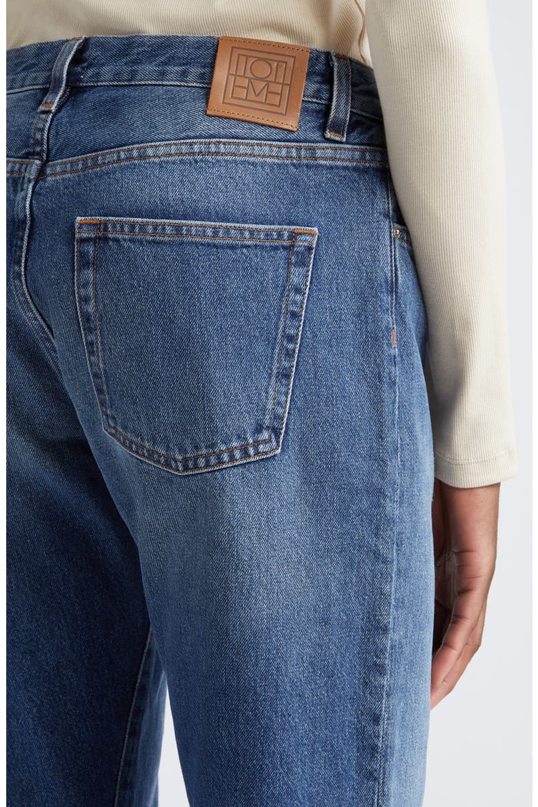 Totême Twisted Seam High Waist Straight Leg Crop Jeans, Alternate, color, WASHED BLUE