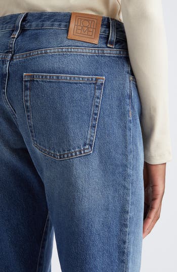 TOTEME Twisted Seam High Waist Straight Leg Crop Jeans
