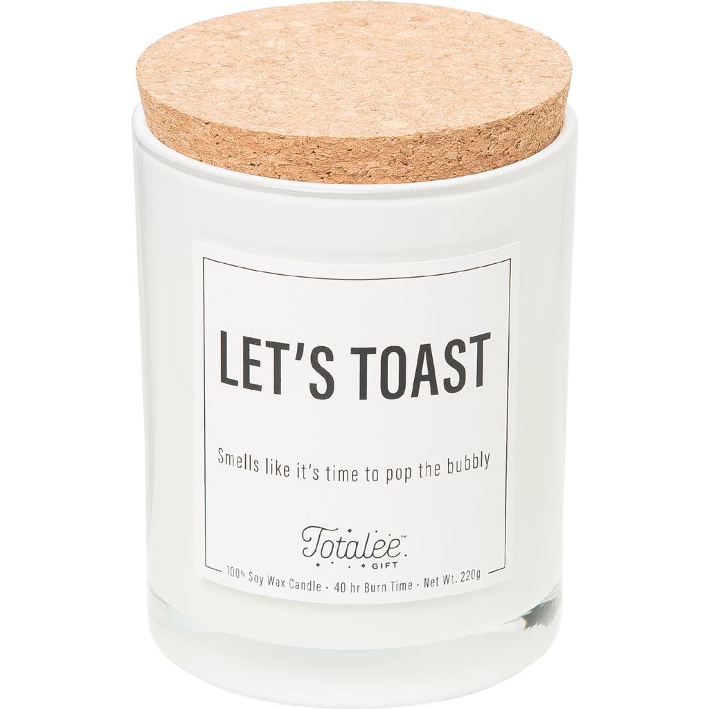 Totalee Gift Let's Toast Soy Candle Wax White 7.76 oz Burn Time 40