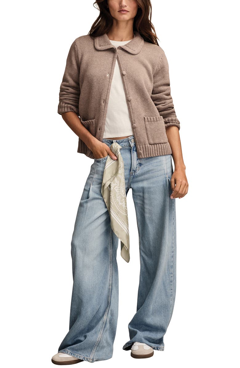 Lucky Brand Cotton Cardigan, Alternate, color, Falcon Heather