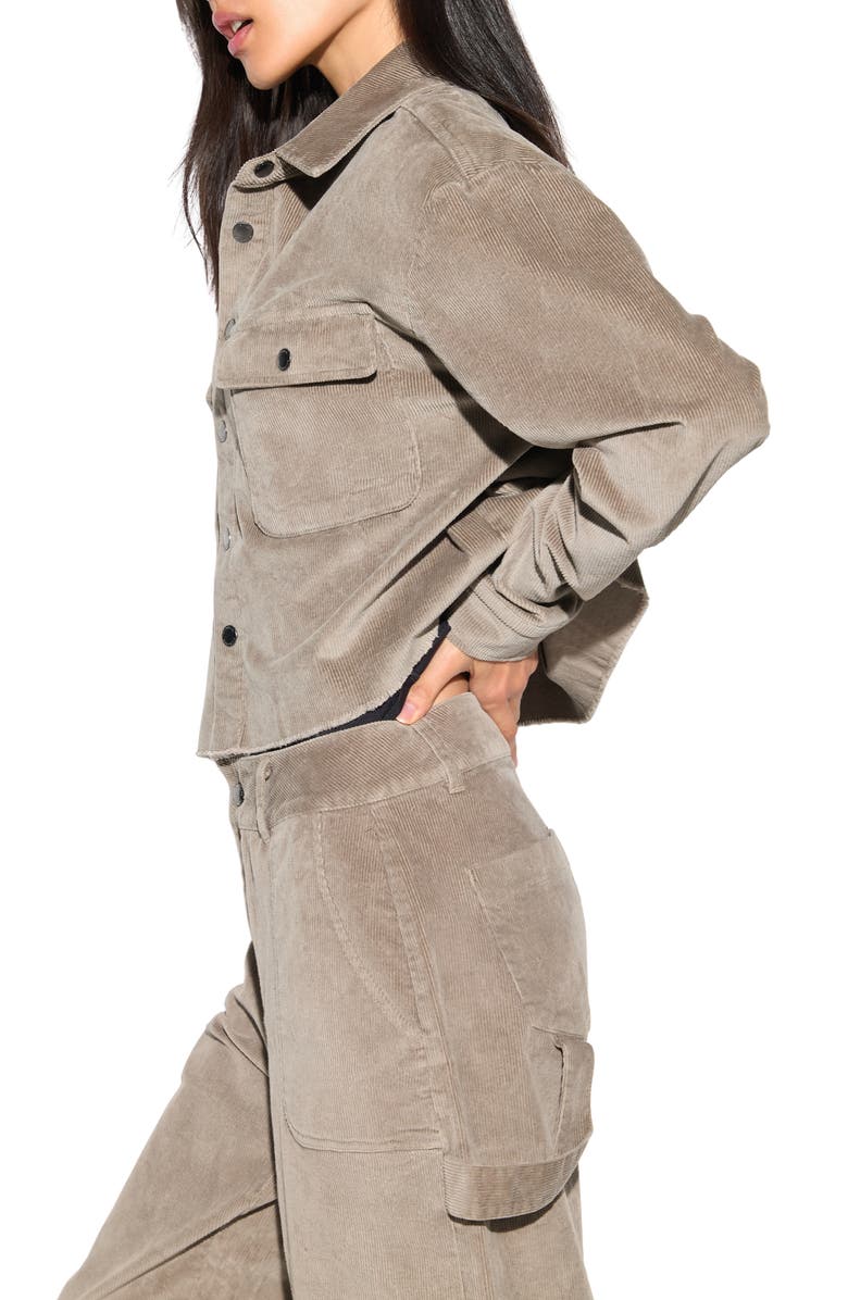 Spiritual Gangster Everly Crop Corduroy Shirt Jacket, Alternate, color, Khaki