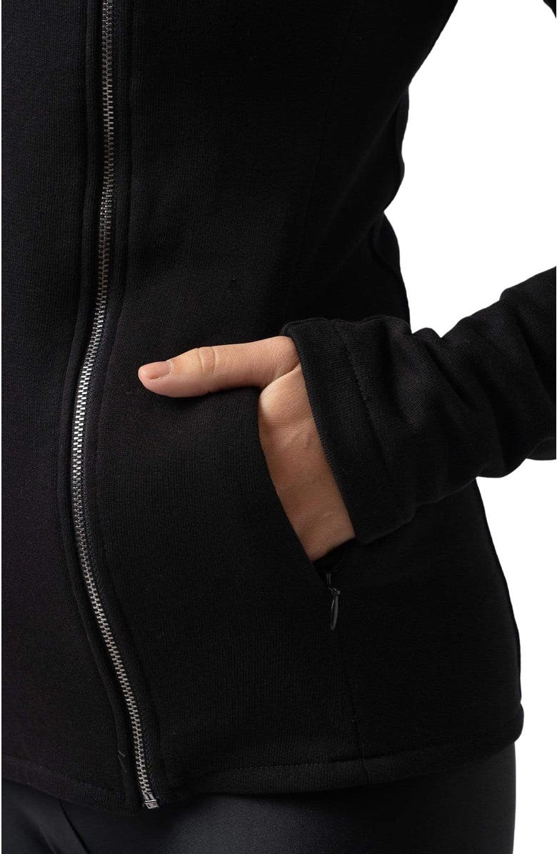Saint + Sofia Cotton Biker Jacket, Alternate, color, Black