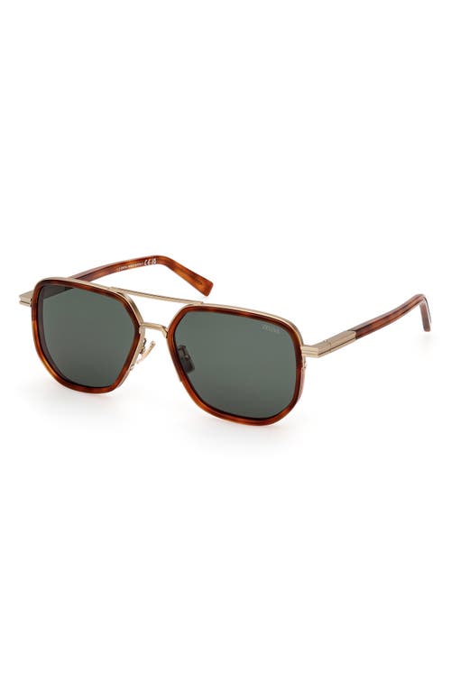 Zegna Men's 59mm Square Metal Sunglasses In Shiny Classic Havana