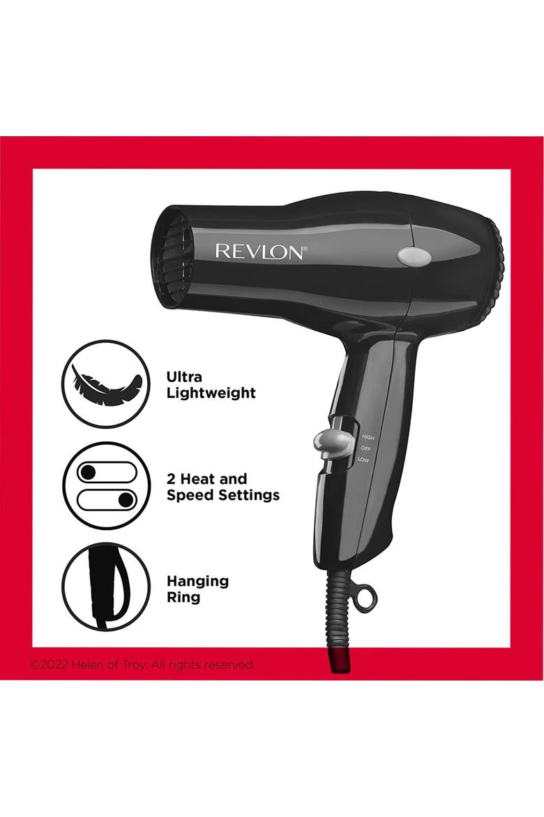 The Essential Compact Hair Dryer with 2 Heat Settings, Alternate, color, Black