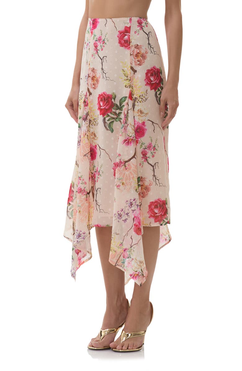 AFRM Sablyn Asymmetric Chiffon Midi Skirt, Alternate, color, Sand Summer Rose