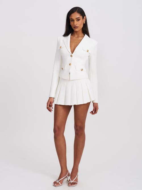 Miss Circle Oakley Structured Tailored Button Blazer Jacket In White