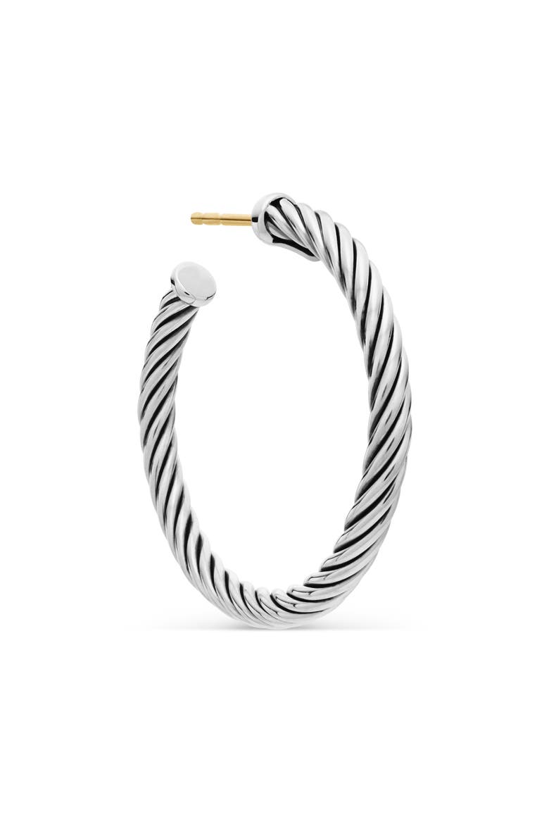 Cable Loop Hoop Earrings, Alternate, color, SILVER