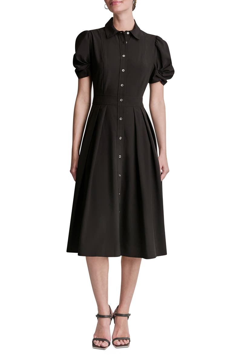 Commuter Short Sleeve Shirtdress, Main, color, BLACK